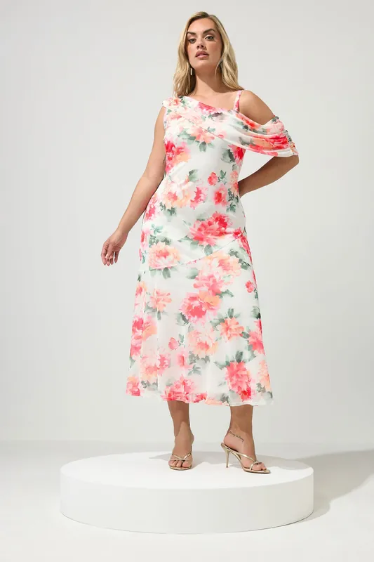 Floral Drape Shoulder Maxi Dress - Yours