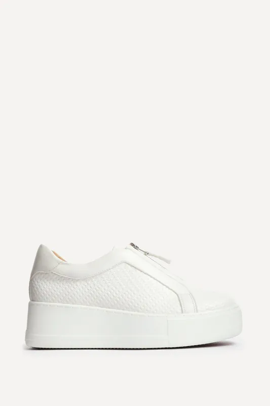 Piper White Faux Leather Trainers - Linzi