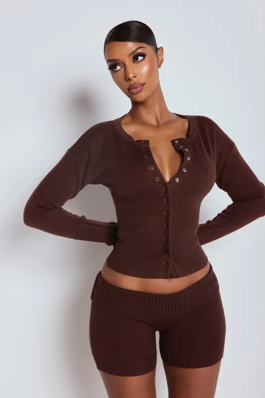 The Knit Cardigan Brown - LEMONLUNAR