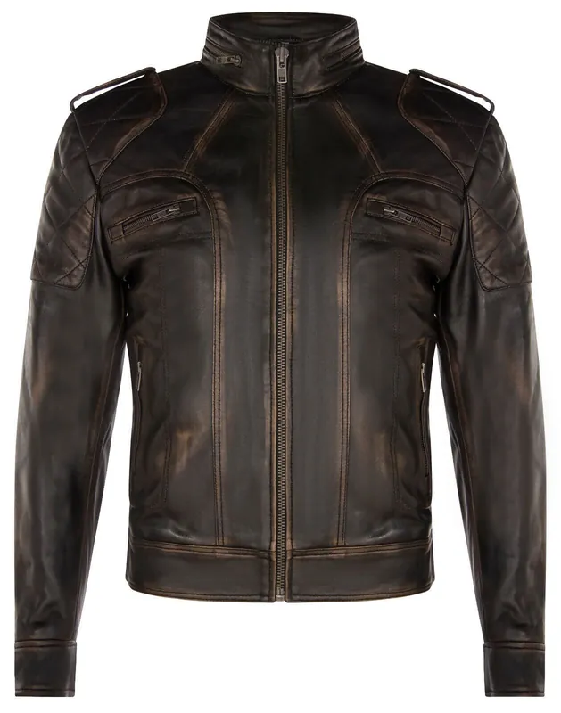 Vintage Leather Racing Biker Jacket-Brooklyn