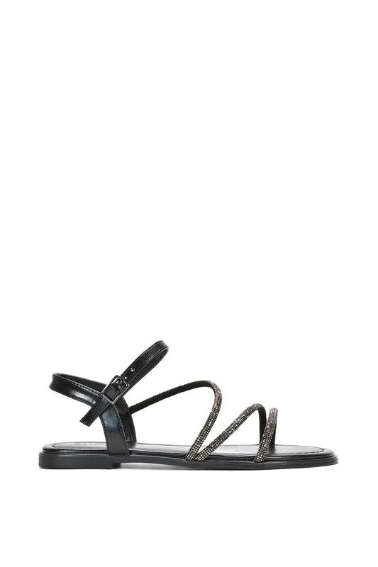 Talitha' Strappy Flat Sandals With Embellished Diamantes - XY London