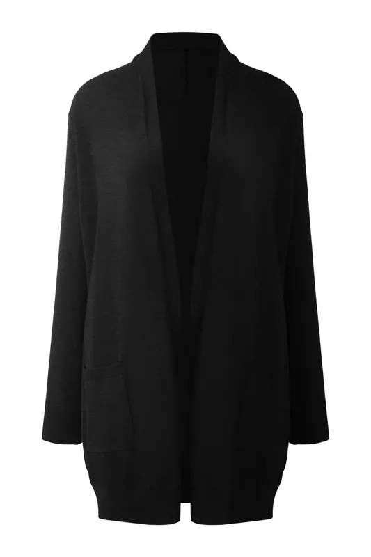 Long-Sleeve Knitted Open-Front Cardigan Sweater