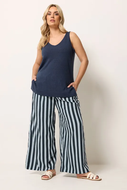Stripe Wide Leg Trousers - Yours