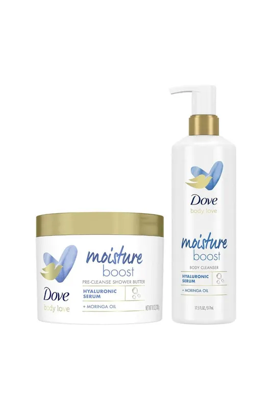 Body Love Moisture Duo, Hyaluronic Cleanser & Moringa Shower Butter - Dove