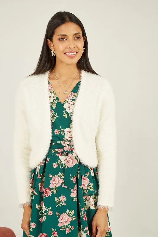Ivory Eyelash Knit Bolero - Yumi
