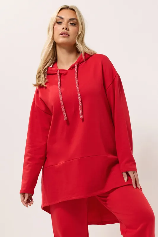 Metallic Drawstring Longline Hoodie - Yours