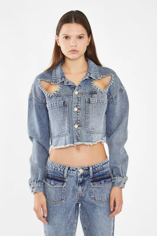 Heart Cut-Out Crop-Jacket