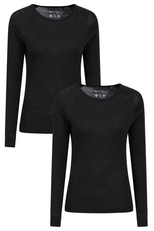 Round Neck Long Sleeve Breathable Merino Wool Blend Top and Pants Set - Mountain Warehouse