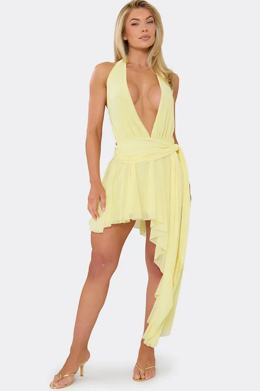 Sleeveless Drape Mini Dress - EGO