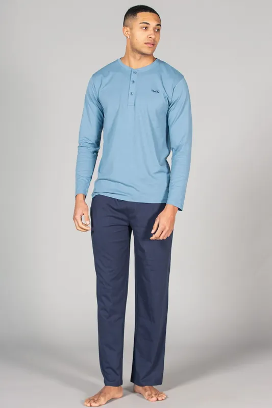 Cotton 2-Piece Long Sleeve Top and Jersey Bottoms Pyjama Set