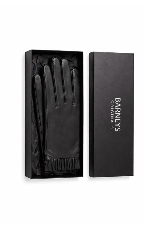 Gift Boxed Black Real Leather Gloves - Barneys Originals