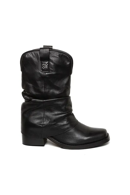 'Qiana Boot Black' Leather Boots - STEVE MADDEN