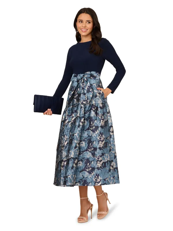 Jersey Jacquard Ankle Dress - Adrianna Papell