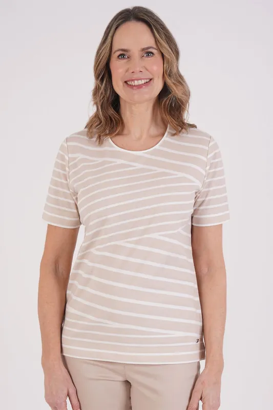 Cross Cut Detail Stripe Top - Tigi