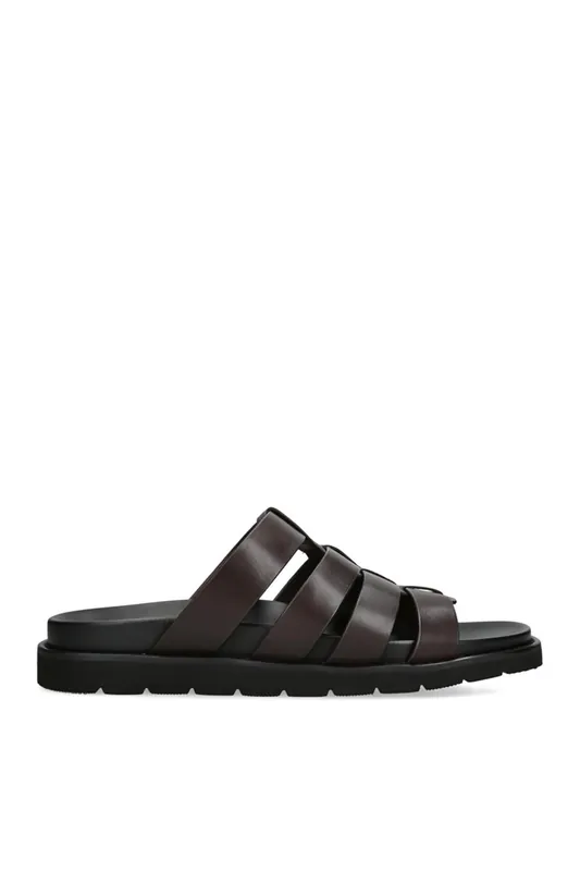 Ankara Dark Brown' Leather Sandals - STEVE MADDEN