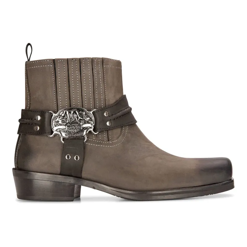 Leather Cowboy Ankle Boots Brown Biker Western Square Toe Hunting Boot - Infinity Leather