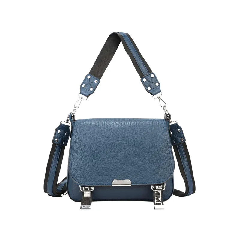 Multifunctional Crossbody Satchel Bag with Studded Wide Shoulder Strap - Kitise