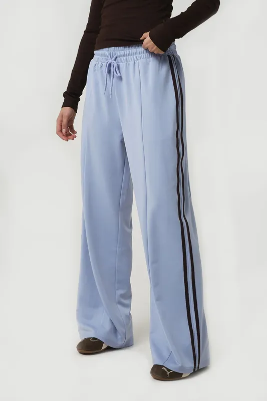 Side Stripe Wide Leg Joggers - Brave Soul