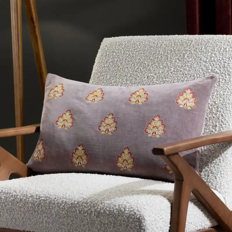 Rennes Floral Embroidered 100% Cotton Cushion - Paoletti