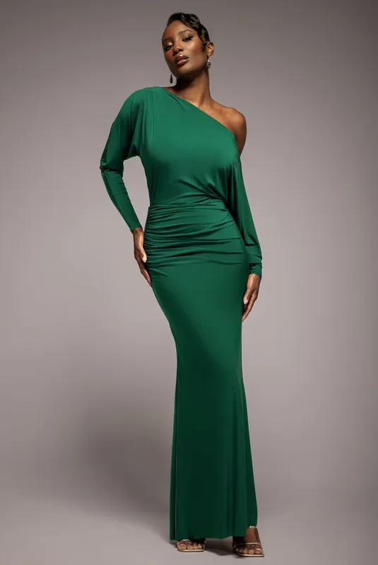 Bat Wing Elasticated Side Gather Maxi Dress - Goddiva