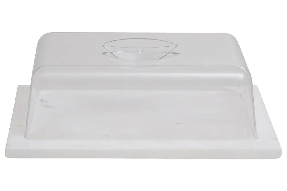 Elegant White Marble Butter Dish With Lid, Durable Natural Stone Butter Keeper - Orsina