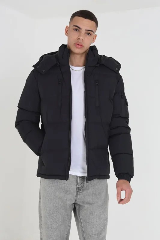 Padded Jacket with Detachable Hood - Brave Soul