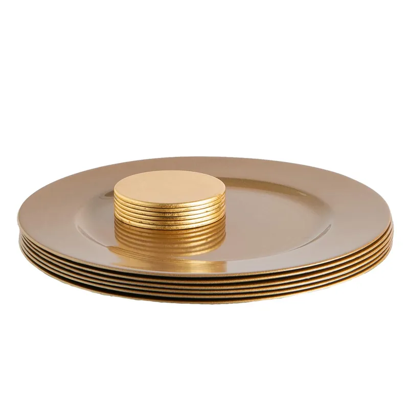 12pc Metallic Charger Plates & Coasters Set - Reusable Table Placemats