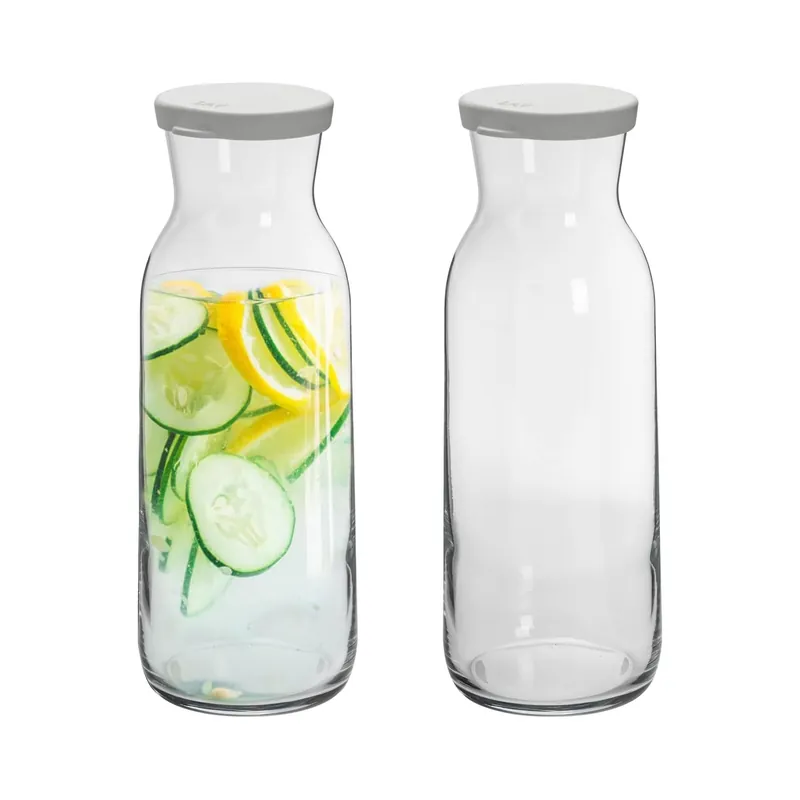 Brocca Glass Carafes with Silicone Lids - 1.2 Litre - Pack of 2