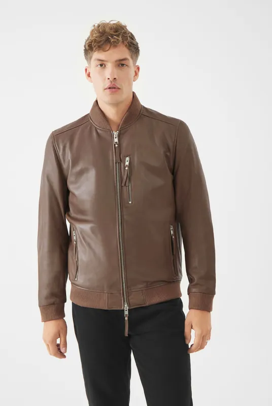 Real Leather Lerwick Bomber Jacket - Bolongaro Trevor