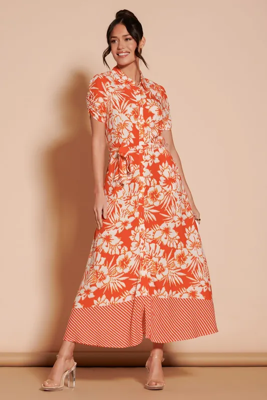 Elsie Floral Viscose Shirt Maxi Dress - Jolie Moi