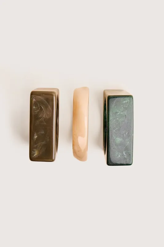3 Pack Square Resin Bangle Set Multi - Public Desire