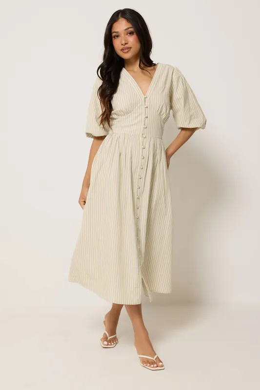 Petite Striped Tea Maxi Dress - PixieGirl