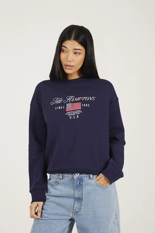 Crew Neck Embroidered Sweatshirt - Brave Soul