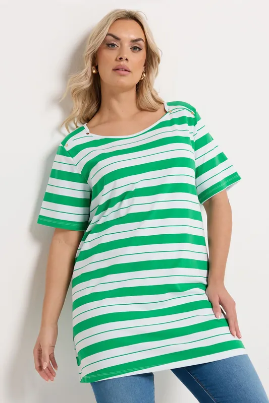 Stripe Stud Detail T-Shirt