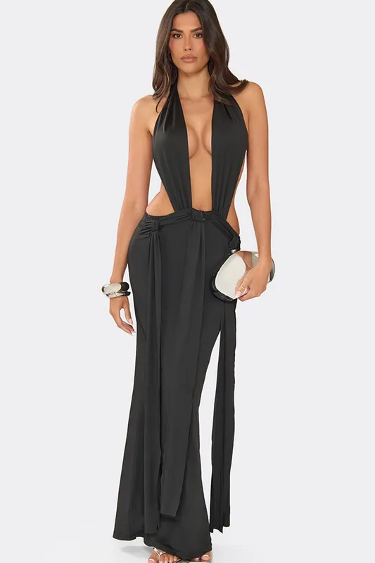Sleeveless Drape Maxi Dress - EGO