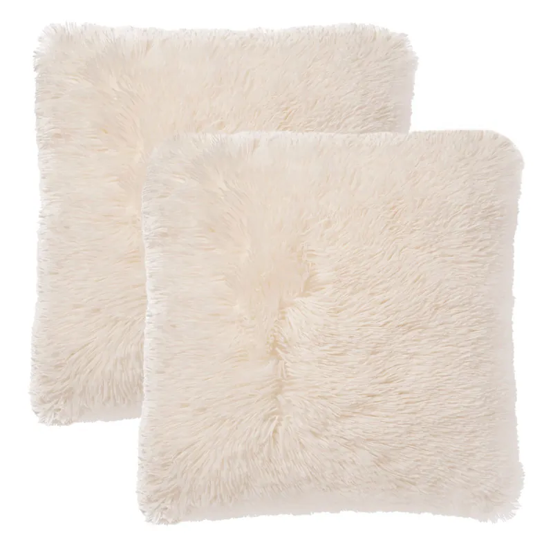 Set of 2 Fluffy Shaggy Square Cushion Covers - OHS