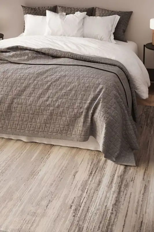 Grey Striped Distressed Living Room Area Rug Bedroom Floor Runner Mat - Kukoon