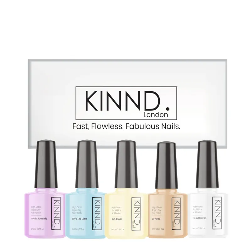 Quick Dry Nail Polish Spring Pastel Colour Gift Set - 5 x 8ml