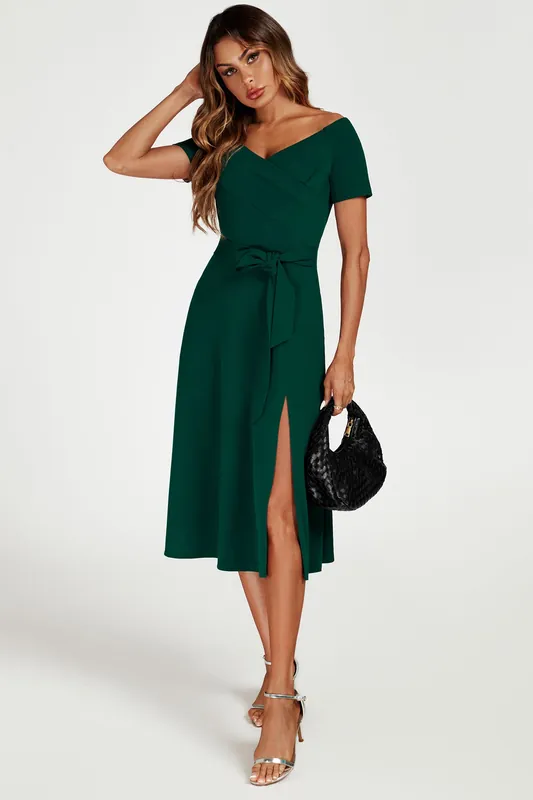 Bardot Midi Dress In Green - FS Collection