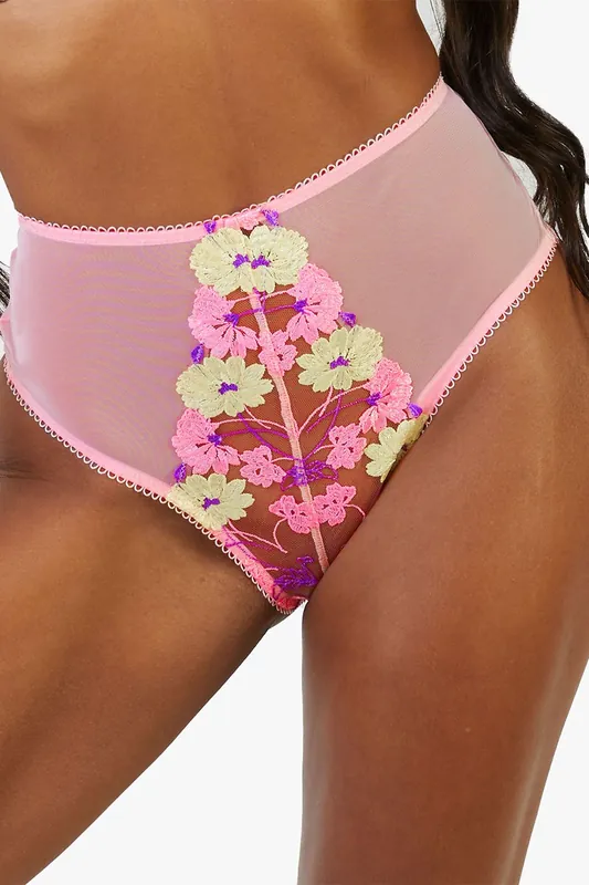 Luna Pastel Embroidery High Waisted Brief - Playful Promises