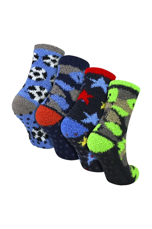 4 Pack Slipper Socks Warm Cosy Non Slip Soft Comfortable Socks - Sock Snob