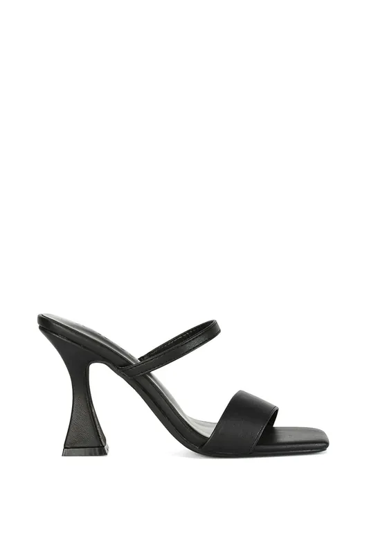 Haven' Double Strap Square Toe Sculptured Heel Mule Sandals - XY London