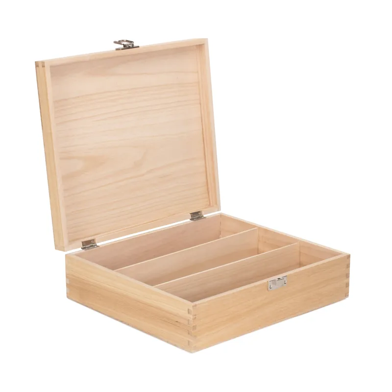 Three Bottle Clear Varnish Wooden Box - Red Hamper