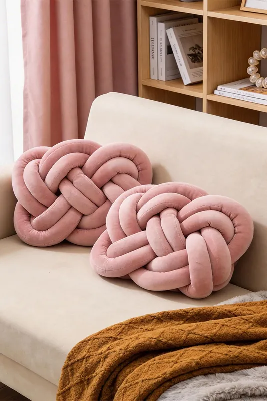 2Pcs Unique Knot Design Throw Pillows for Home Decor - Living and Home