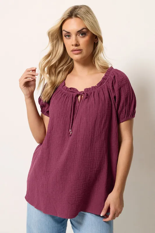 Dobby Bardot Cheesecloth Top - Yours