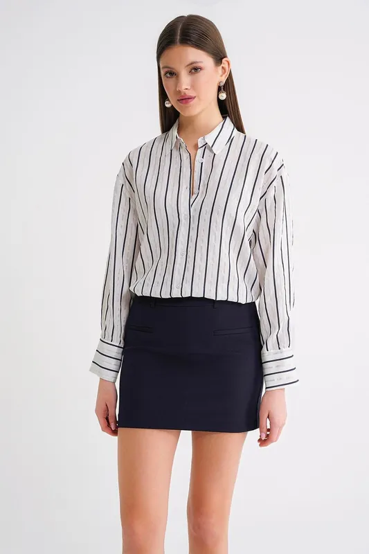 Striped Button-Up Long Sleeve Shirt