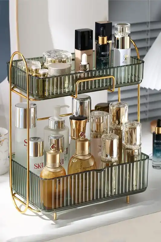 Makeup Organizer Rack 2 Tier Bathroom Countertop Shelves Gift Set - SHEONLY