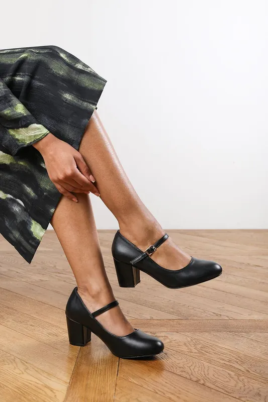 Cadence' Block Heel Court Shoes - Where's That From