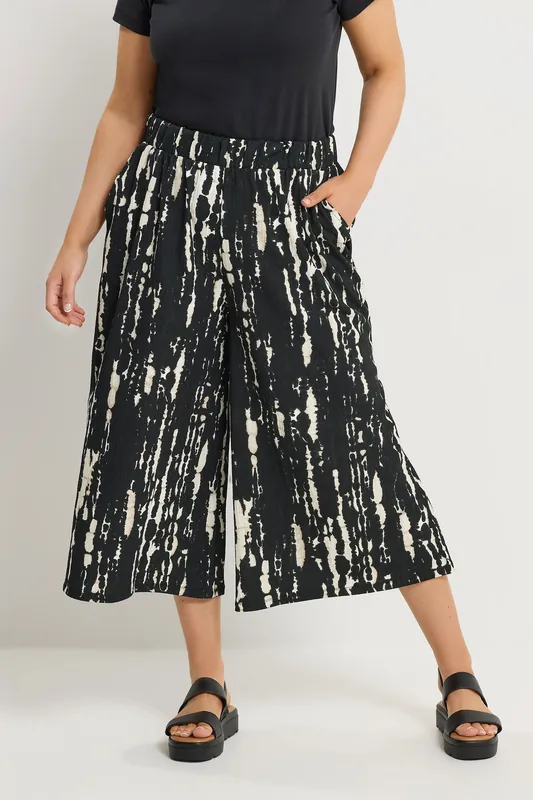 Cropped Abstract Wide Leg Trousers - Yours