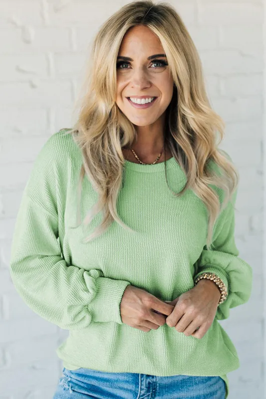 Long Sleeve Textured Knit Top - Everyday The Label